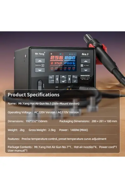 Mr.Yang 1300W Profesyonel Sıcak Hava Üfleme İstasyonu