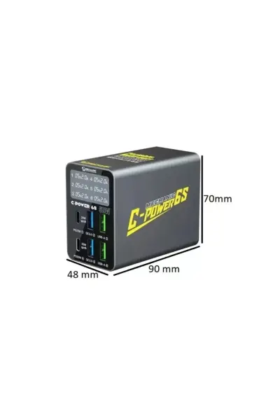 Mechanic C-Power 6S Hızlı Şarj Destekli 4 Port Usb 2 Port Type-C PD Çoklu Şarj Ünitesi 50w