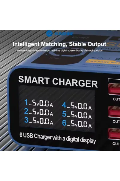Sunshine SS-304Q 6 Portlu Dijital Ekranlı Hızlı Şarj İstasyonu - QC 3.0 Destekli