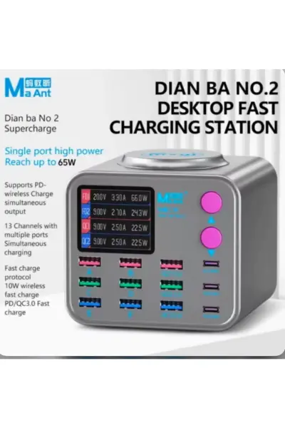 Dianba No.2 Çoklu Şarj İstasyonu - Kablosuz Şarj Özellikli Akıllı LCD Ekranlı Ölçüm Cihazı